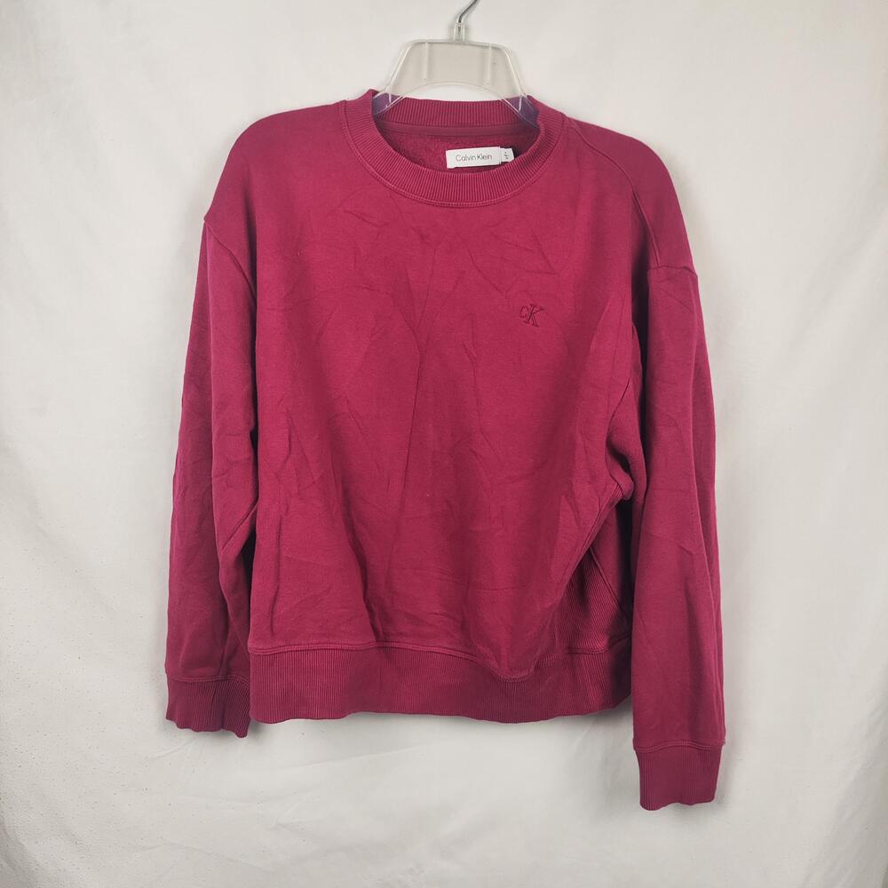 Calvin Klein Sweatshirt Mens Medium Pink Fleece Crewneck Pullover CK Logo